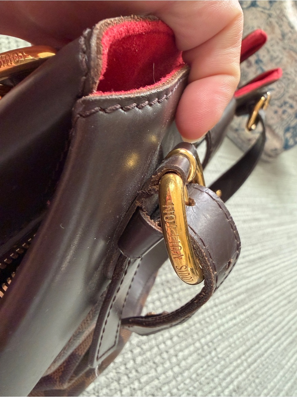 Louis Vuitton Sistina GM Brown Damier Shoulder Bag with Red Interior - Picture 8 of 11